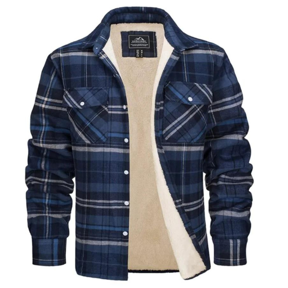 Warm Plaid Flannel Sherpa Jacket for Men