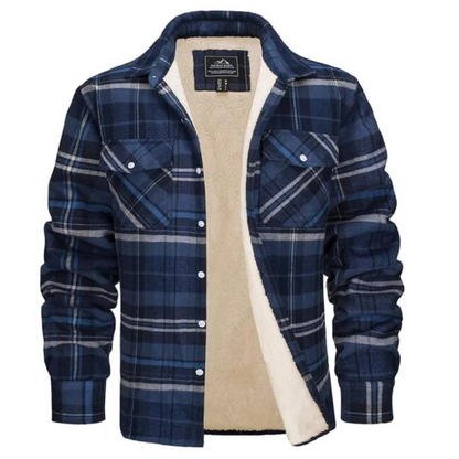 Warm Plaid Flannel Sherpa Jacket for Men