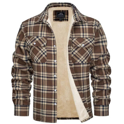 Warm Plaid Flannel Sherpa Jacket for Men