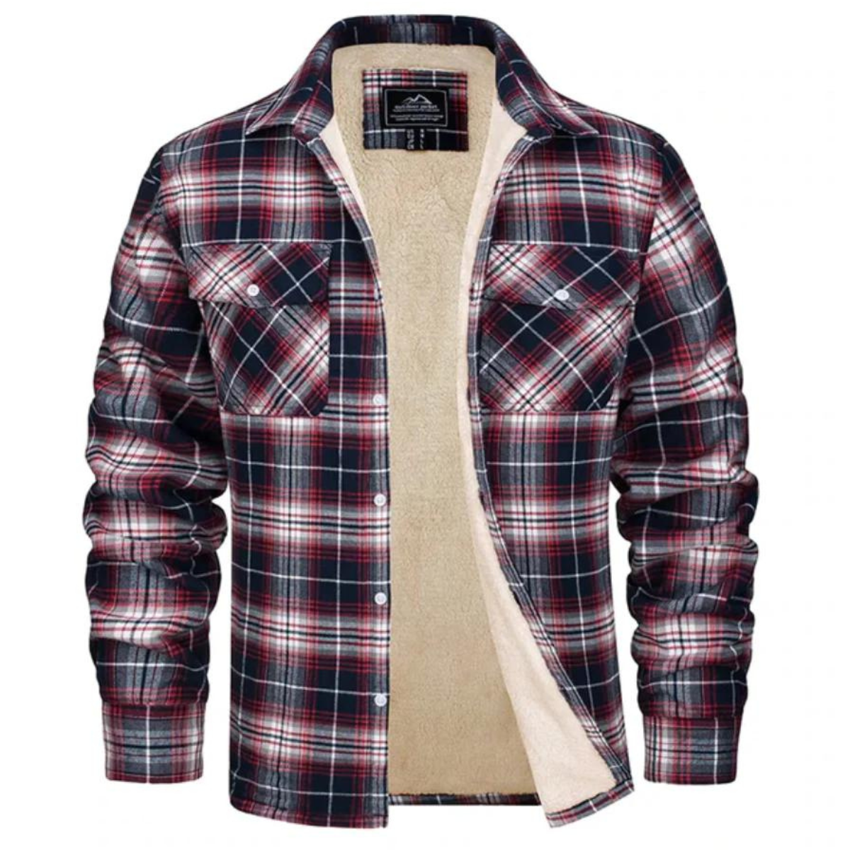 Warm Plaid Flannel Sherpa Jacket for Men