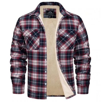Warm Plaid Flannel Sherpa Jacket for Men
