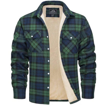 Warm Plaid Flannel Sherpa Jacket for Men