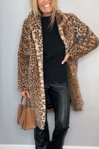 Warm Leopard Print Parka Coat
