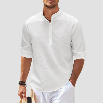 Soft Waffle Henley Shirt for Men - Classic Fit Tee