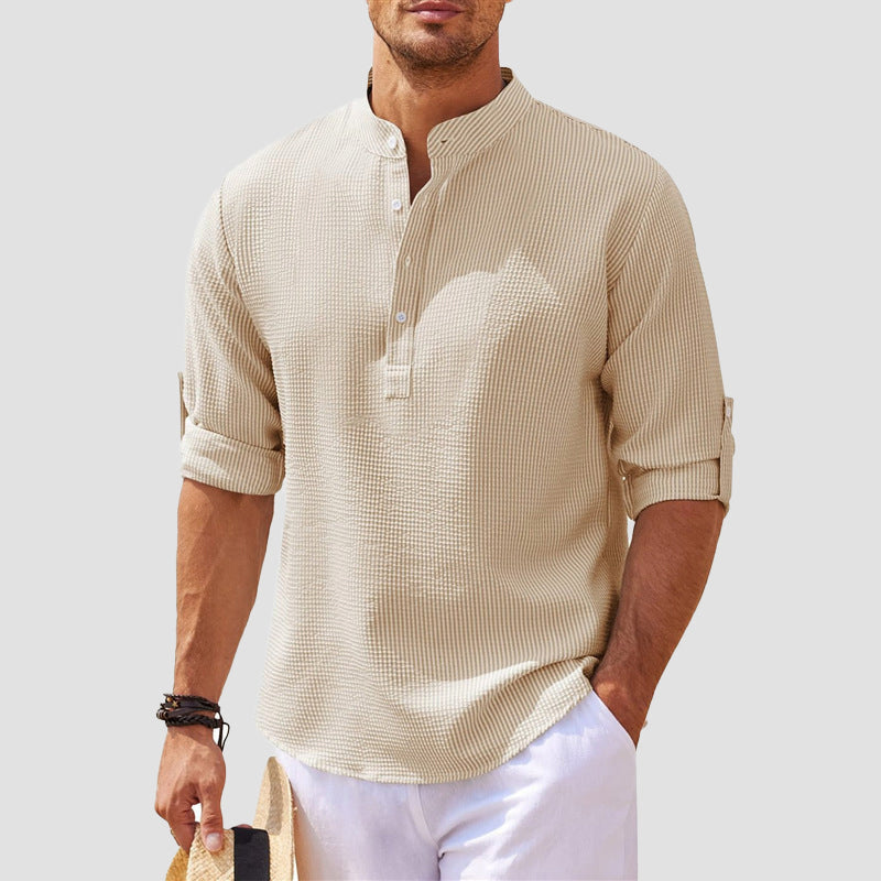Soft Waffle Henley Shirt for Men - Classic Fit Tee