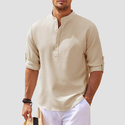 Soft Waffle Henley Shirt for Men - Classic Fit Tee