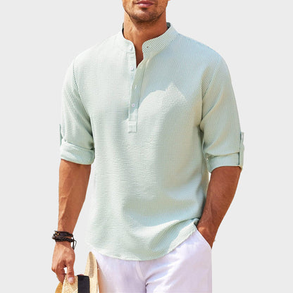 Soft Waffle Henley Shirt for Men - Classic Fit Tee