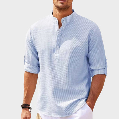 Soft Waffle Henley Shirt for Men - Classic Fit Tee - Nocini