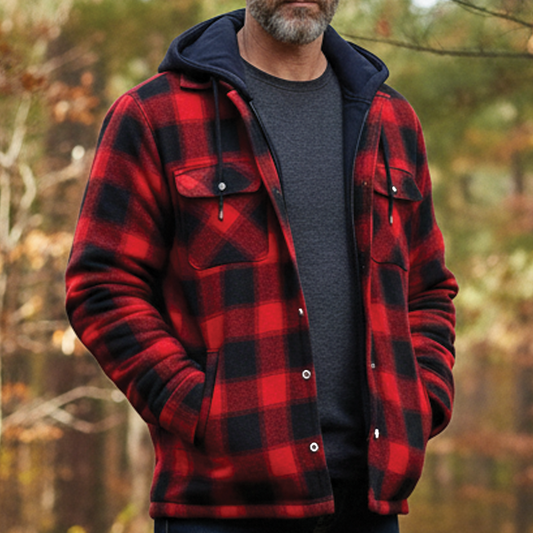 Plaid Hooded Parka Coat