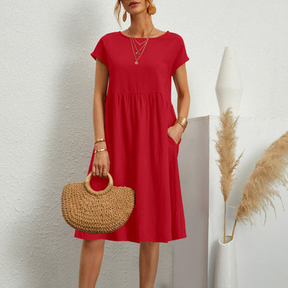 Relaxed Fit Women's Casual Short Sleeve Dress
