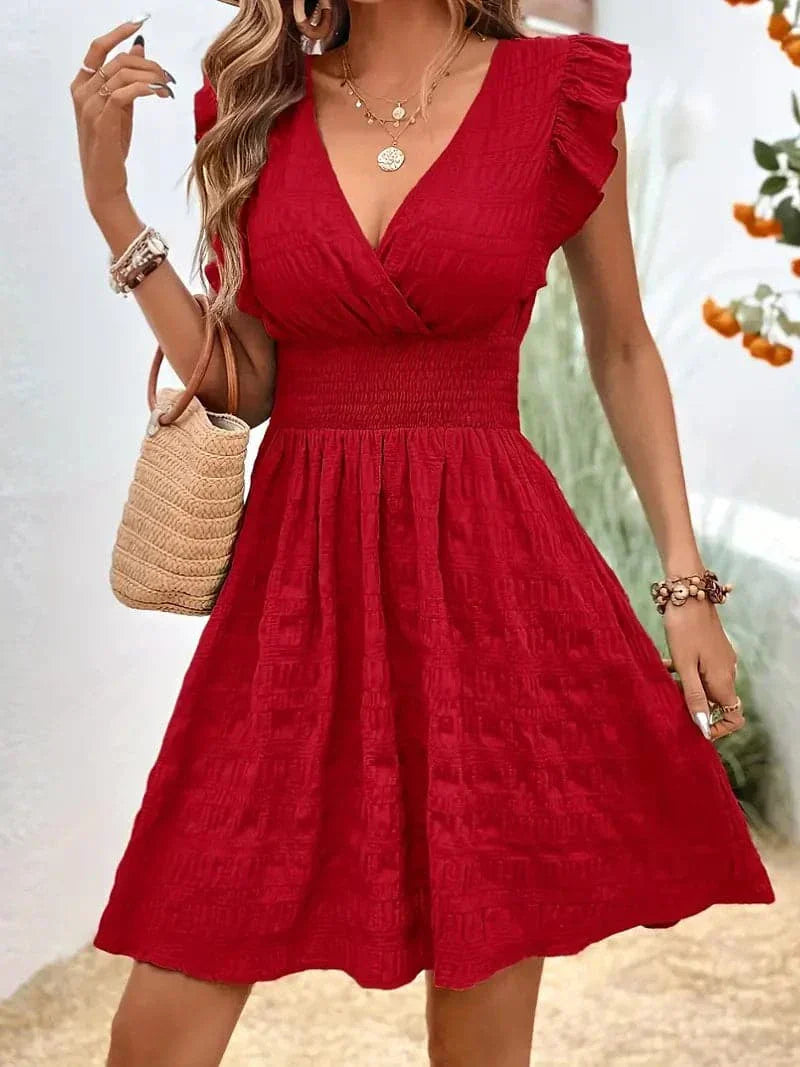 Women's Ruffle Summer Dress with Elastic Waist