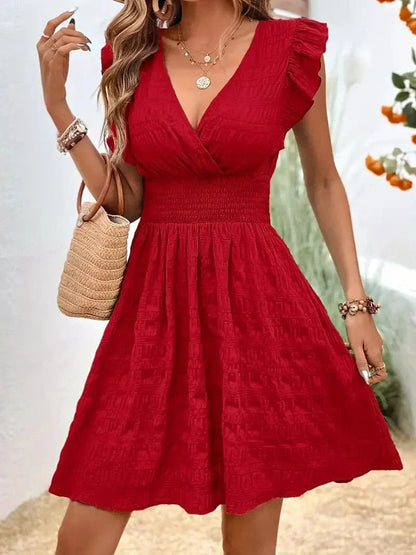 Women's Ruffle Summer Dress with Elastic Waist