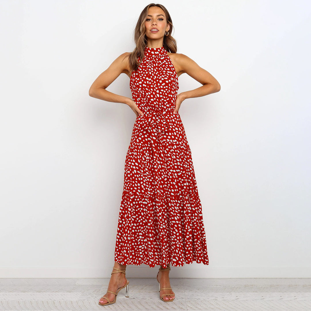 Casual Summer Halter Dress with Polka Dots