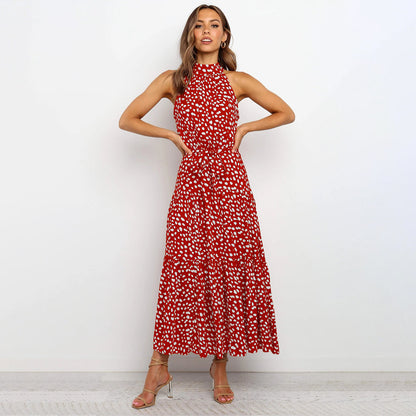 Casual Summer Halter Dress with Polka Dots