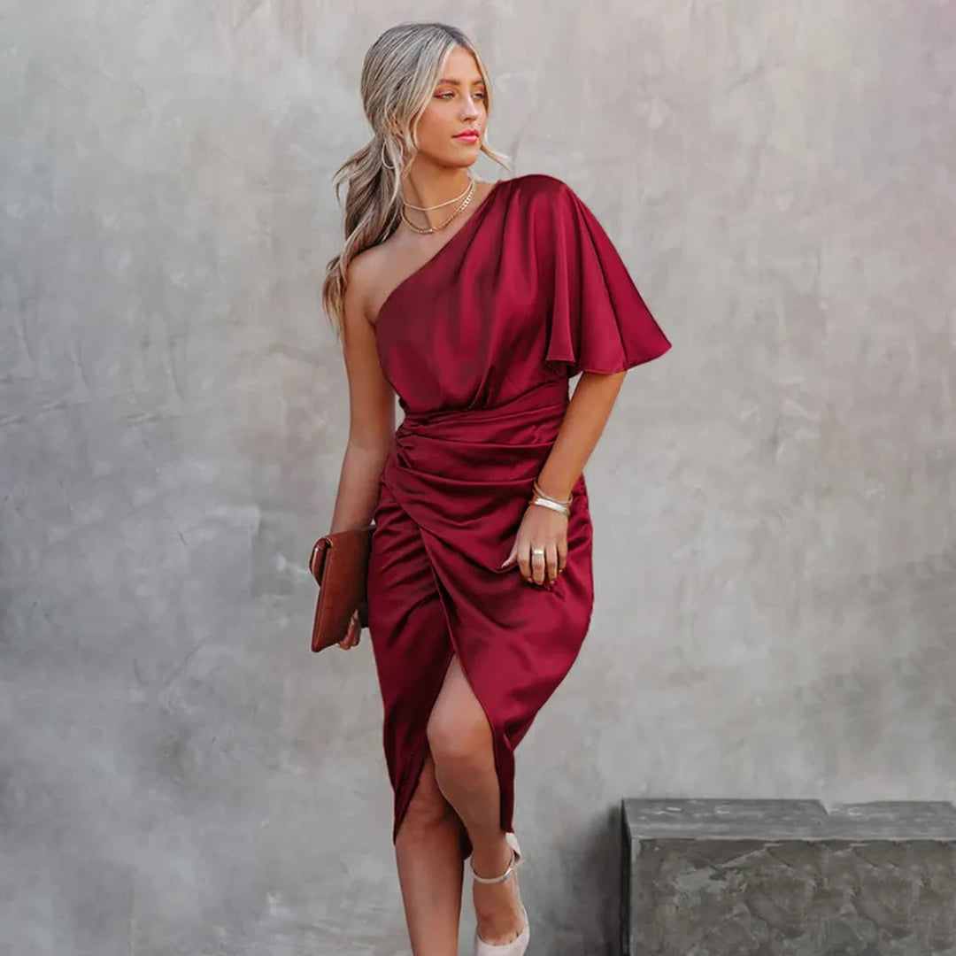 Chic One Shoulder Midi Dress for Women