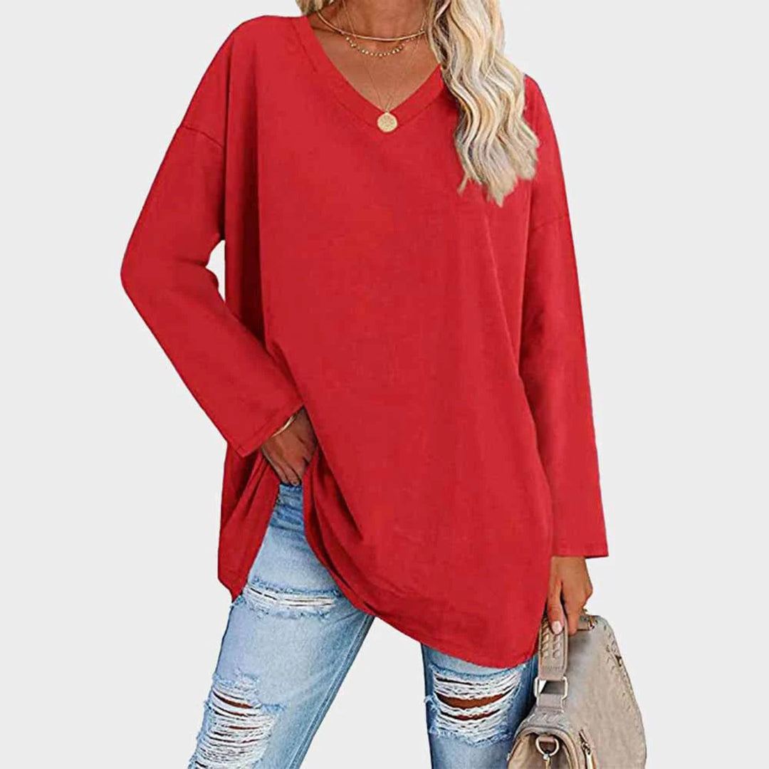Relaxed Fit V-Neck Tunic Top