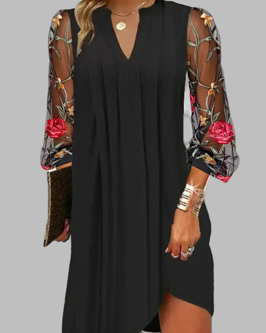 Sexy Mini Dress with Transparent Sleeves