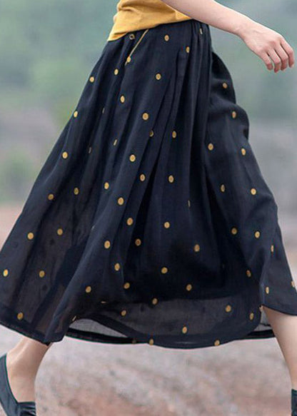 Casual Polka Dot Midi Skirt with Pockets
