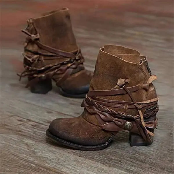 Classic Western Low Heel Boots for Women - Nocini
