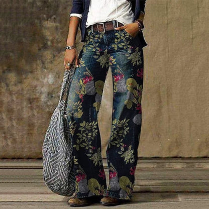 Comfortable Wide Leg Women's Floral Pants - Nocini