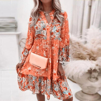 Colorful V-Neck Women's Summer Dress
