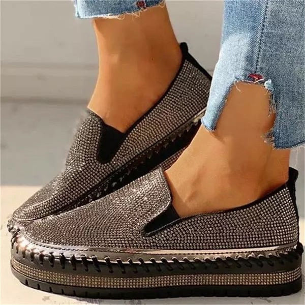 Sparkly Slip-On Loafers for Women - Chic Comfort Shoes
