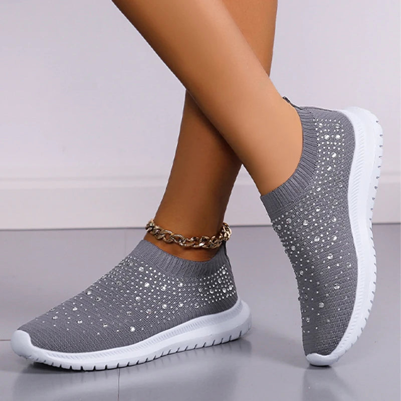 Glittery Slip-On Shoes for Women - Comfortable Casual Sneakers