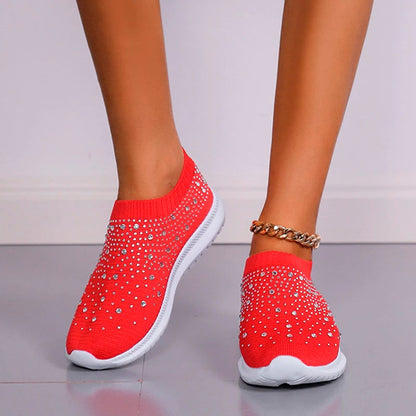 Glittery Slip-On Shoes for Women - Comfortable Casual Sneakers