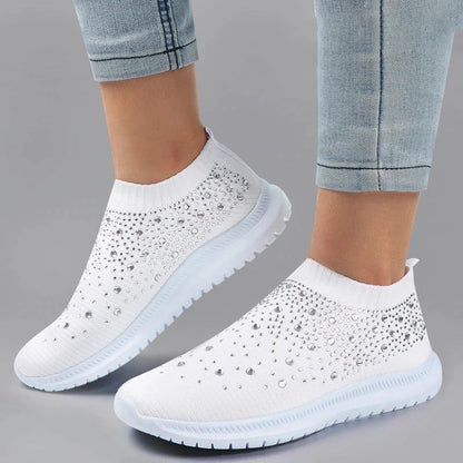 Glittery Slip-On Shoes for Women - Comfortable Casual Sneakers