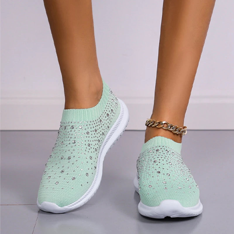 Glittery Slip-On Shoes for Women - Comfortable Casual Sneakers