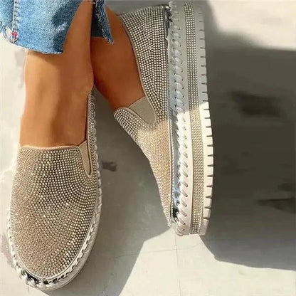 Rhinestone Slip-On Loafers for Women – Stylish & Comfortable