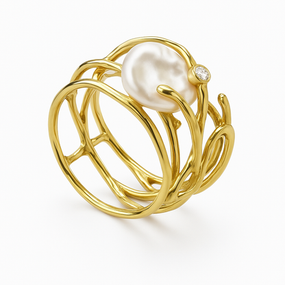 Vintage Pearl Gold Engagement Ring - Nocini