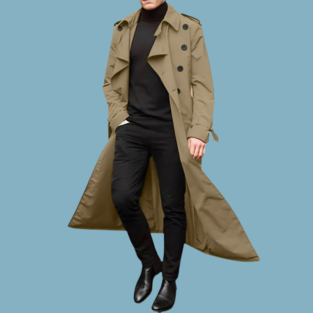 Classic Mens Trench Coat Slim Fit Waterproof Cotton - Nocini