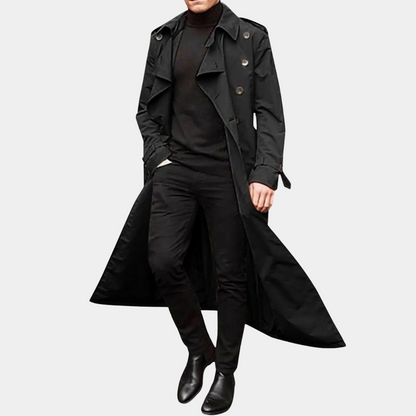Classic Mens Trench Coat Slim Fit Waterproof Cotton