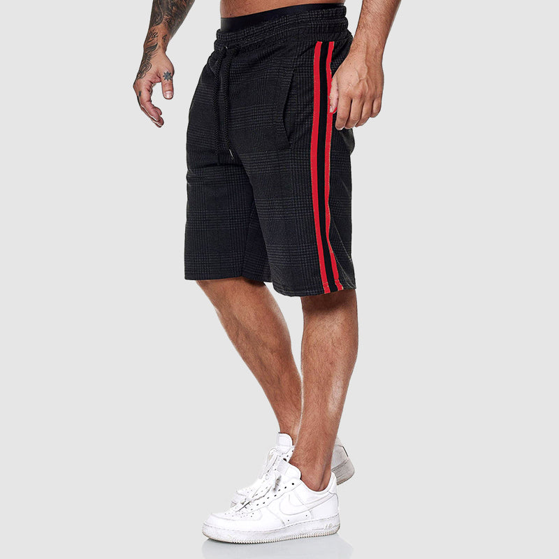Relaxed Fit Plaid Sports Shorts for Men