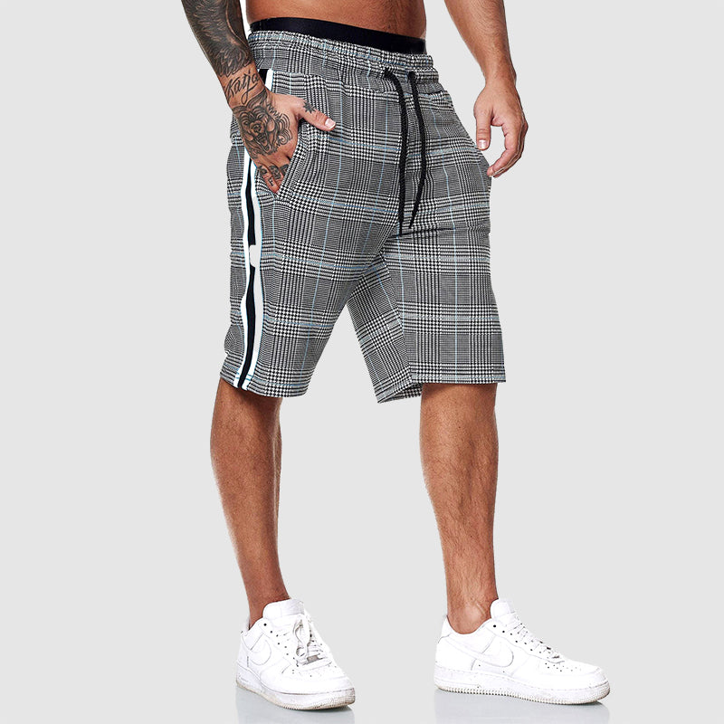 Relaxed Fit Plaid Sports Shorts for Men
