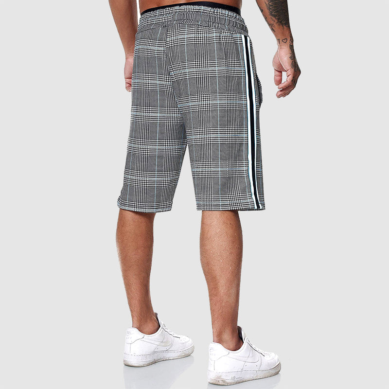 Relaxed Fit Plaid Sports Shorts for Men