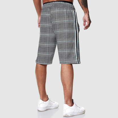 Relaxed Fit Plaid Sports Shorts for Men