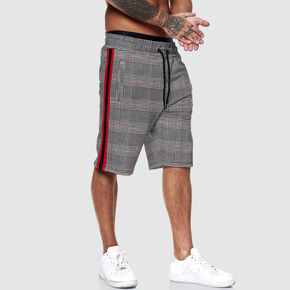 Relaxed Fit Plaid Sports Shorts for Men