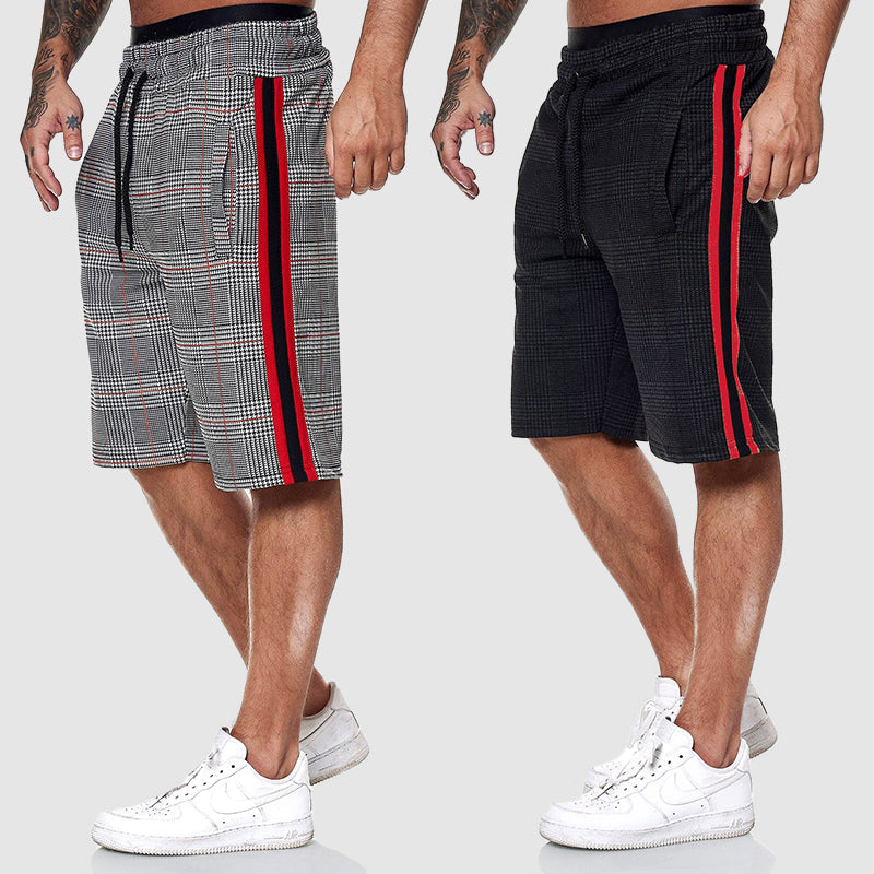 Relaxed Fit Plaid Sports Shorts for Men