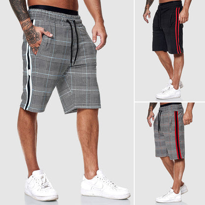 Relaxed Fit Plaid Sports Shorts for Men