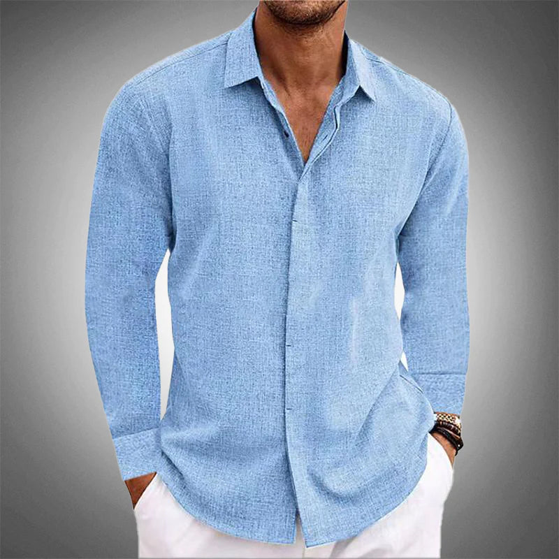 Relaxed Fit Men's Linen Dress Shirt - Nocini