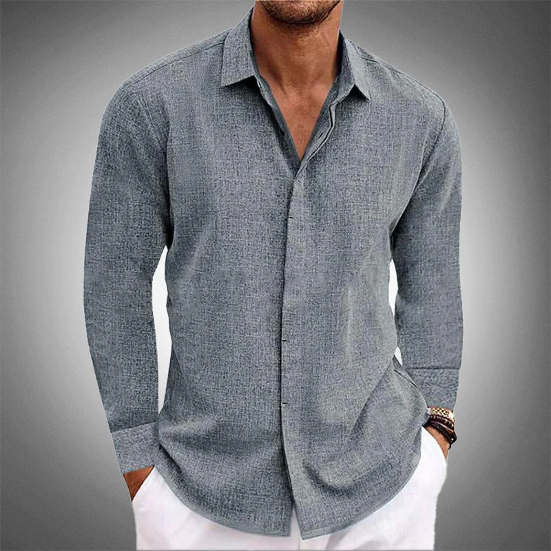 Relaxed Fit Men's Linen Dress Shirt