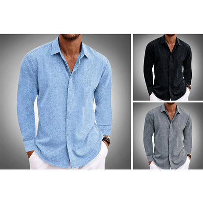 Relaxed Fit Men's Linen Dress Shirt