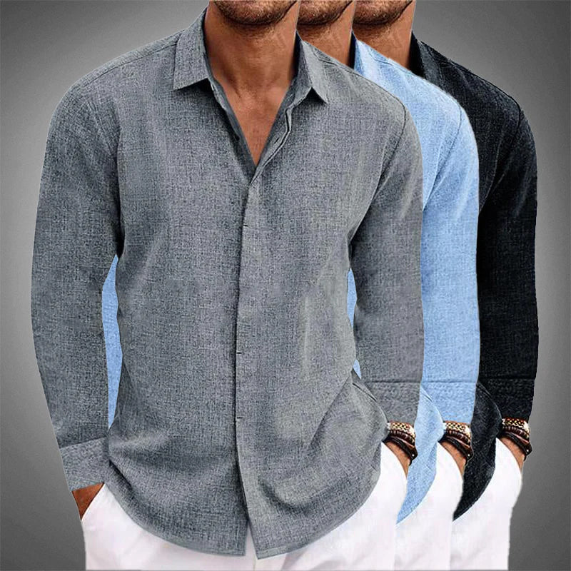 Relaxed Fit Men's Linen Dress Shirt