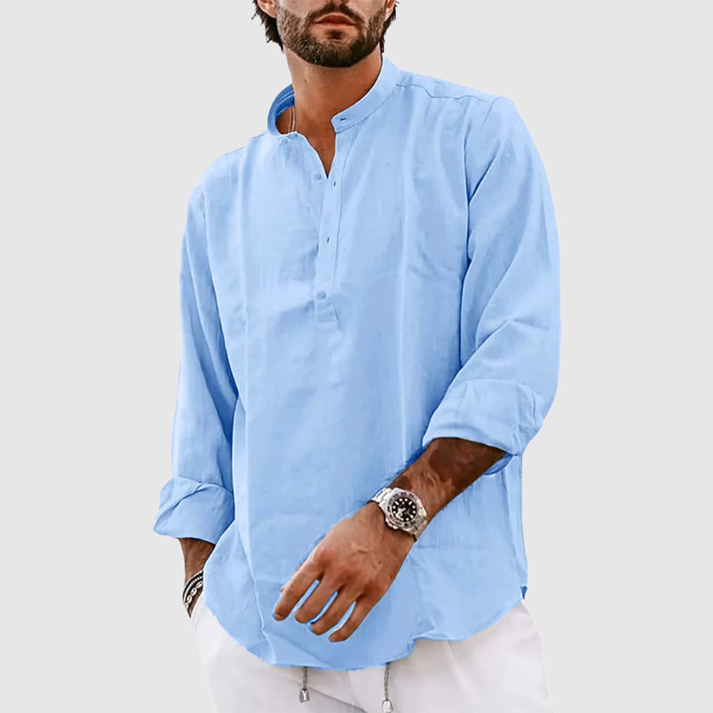 Casual Long Sleeve Men's Henley Shirt - Nocini