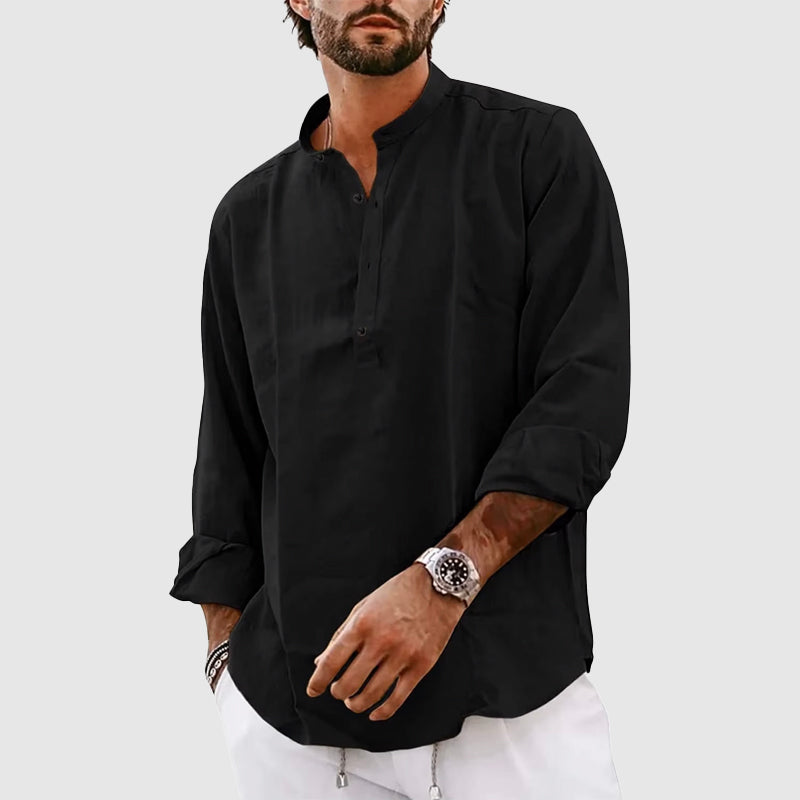 Casual Long Sleeve Men's Henley Shirt