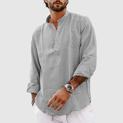 Casual Long Sleeve Men's Henley Shirt