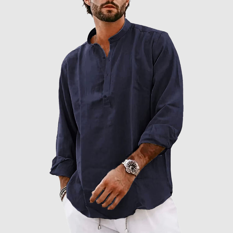Casual Long Sleeve Men's Henley Shirt