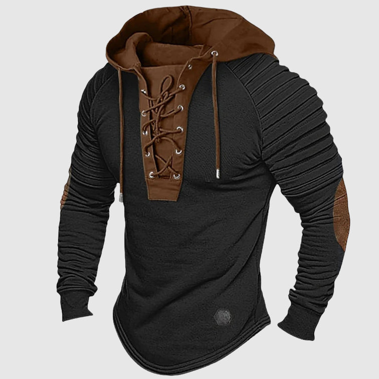 Fitted Hoodie Sweater | Lace Up Front Detail Sweater - Nocini